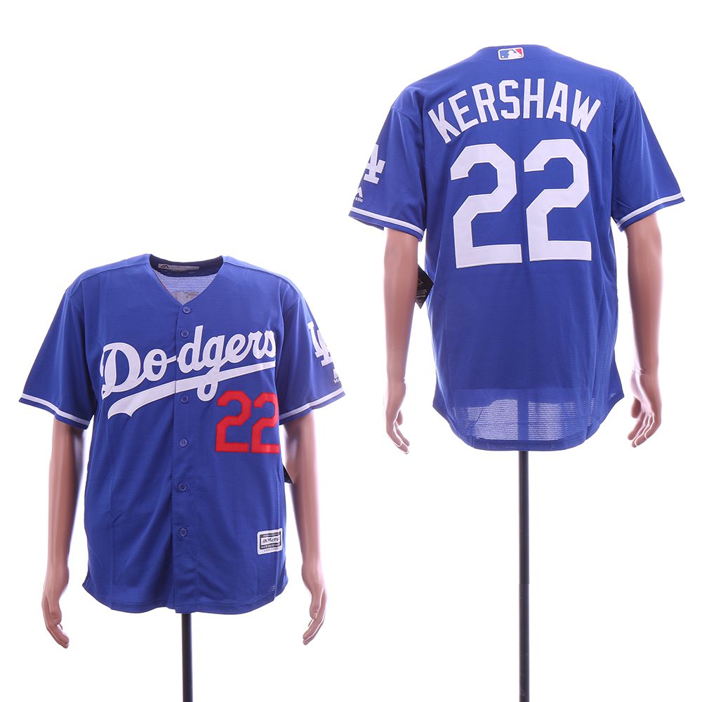 Men Los Angeles Dodgers #22 Kershaw Blue Game Team mark MLB Jerseys